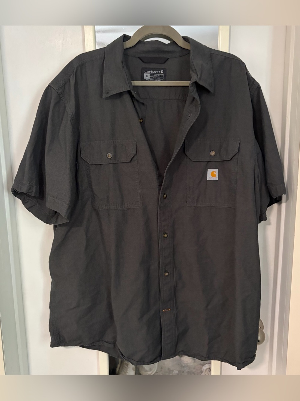 Carhartt Men's Short-Sleeve Work Shirt in Charcoal size XL